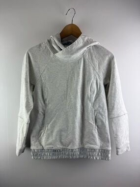 Lululemon All Good Pullover Hoodie Heathered Silver Satin Trim Size 4